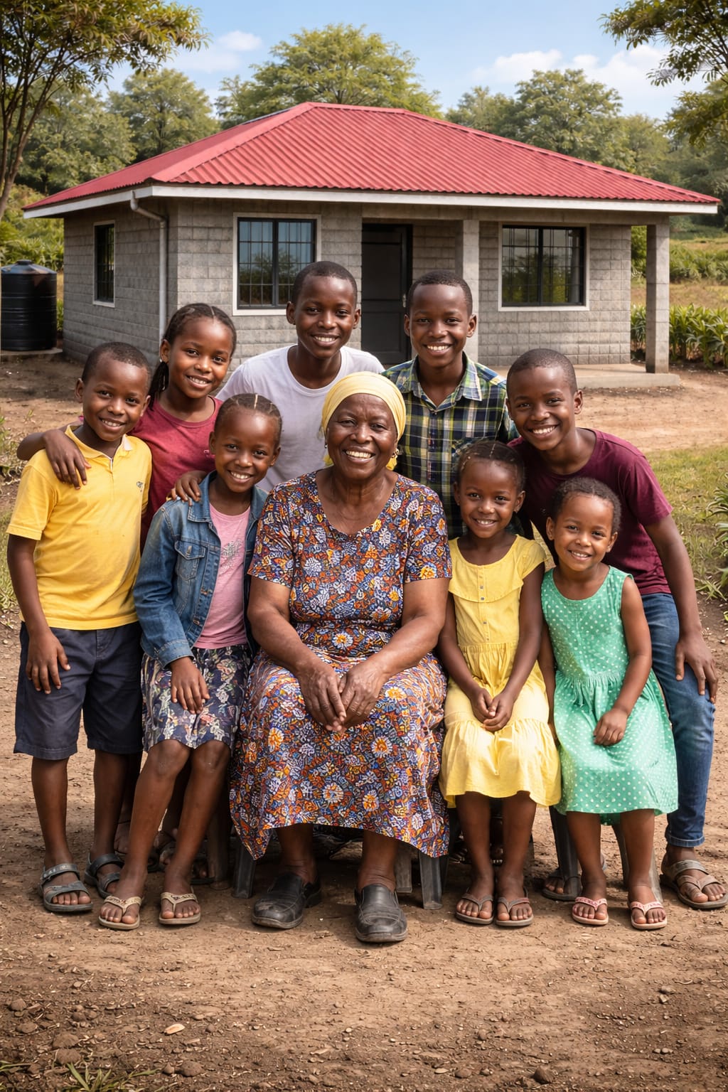 Family in new home